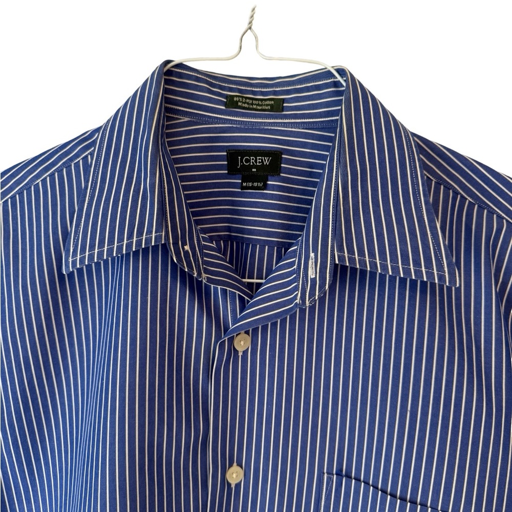 J. Crew 100% Cotton Blue Striped Men's Button Down Shirt Size M - Picture 4 of 7